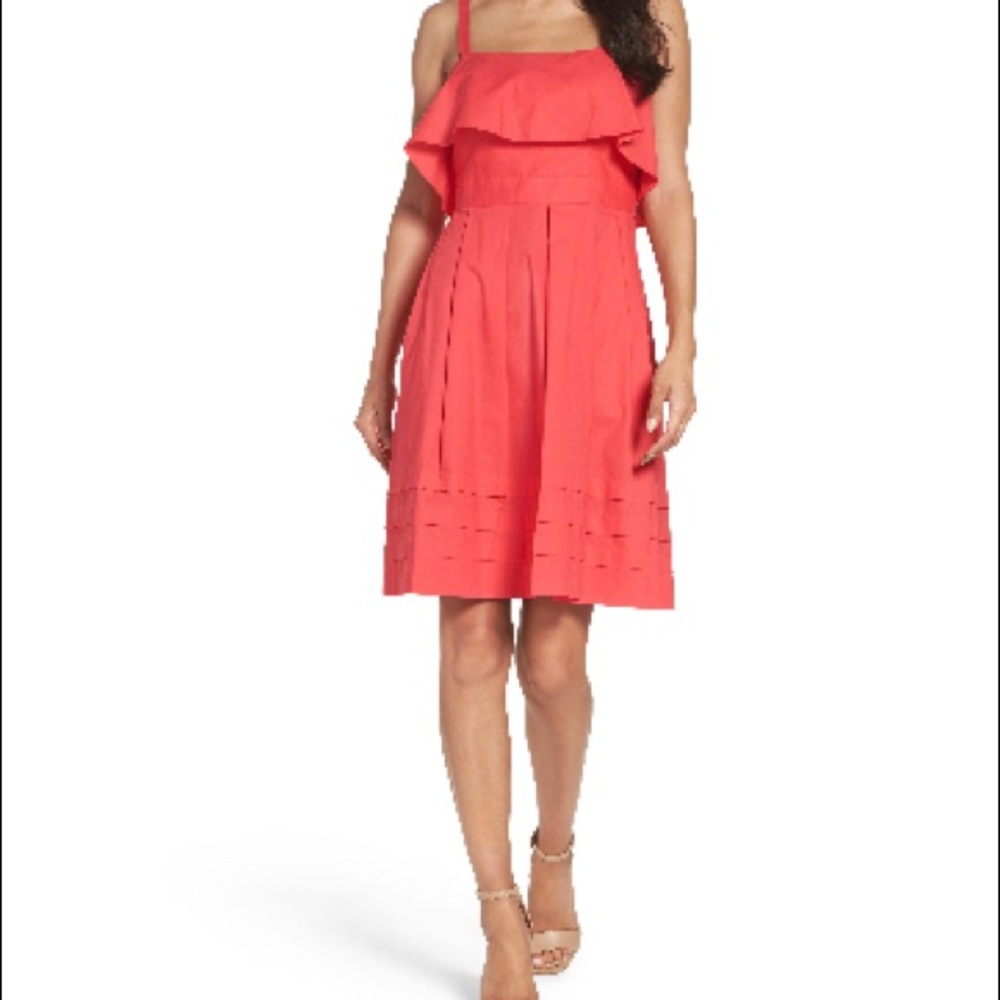 Eliza J fit & flare dress, pink/coral, 14
